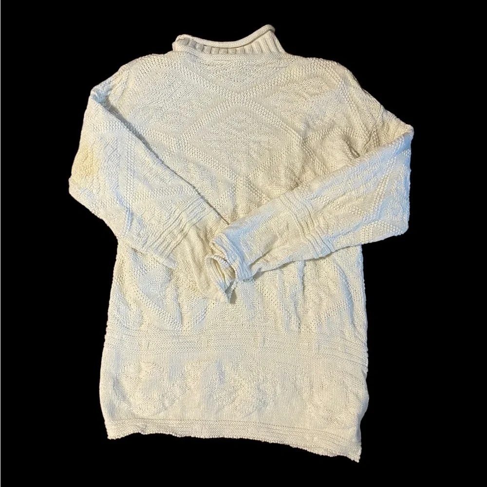 Vintage Women's XL Rebecca Lynn Ivory 100% Cotton Adele Knit Sweater USA